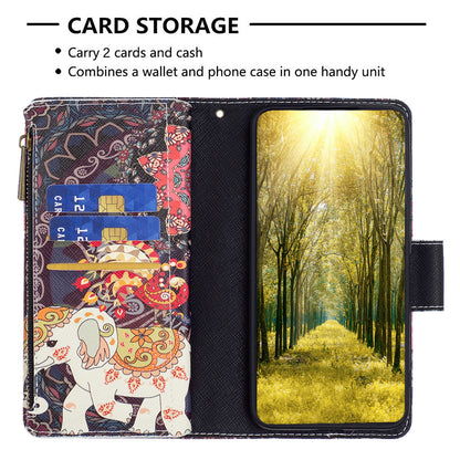 BF03 Zipper Pocket Phone Case for Xiaomi Civi 3 5G Pattern Printing PU Leather Stand Wallet Cover