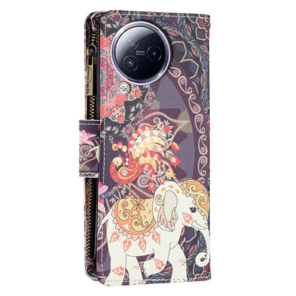 BF03 Zipper Pocket Phone Case for Xiaomi Civi 3 5G Pattern Printing PU Leather Stand Wallet Cover