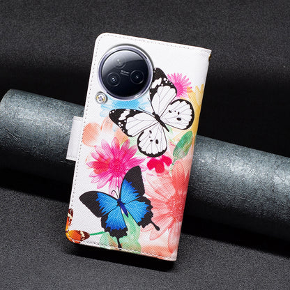 BF03 Zipper Pocket Phone Case for Xiaomi Civi 3 5G Pattern Printing PU Leather Stand Wallet Cover