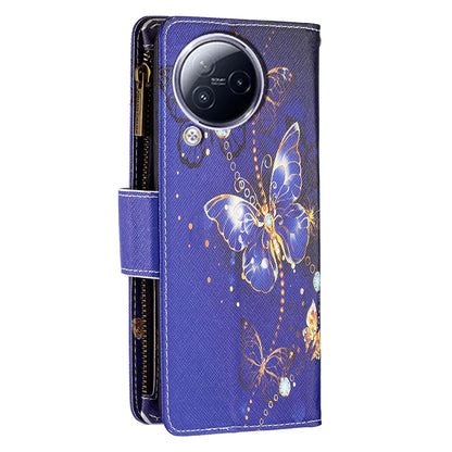 BF03 Zipper Pocket Phone Case for Xiaomi Civi 3 5G Pattern Printing PU Leather Stand Wallet Cover