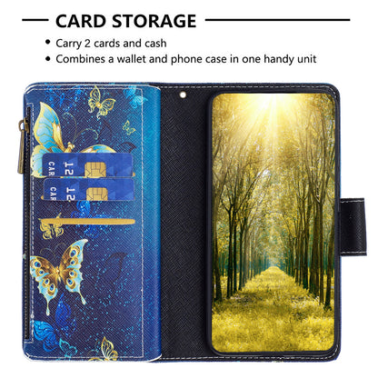BF03 Zipper Pocket Phone Case for Xiaomi Civi 3 5G Pattern Printing PU Leather Stand Wallet Cover