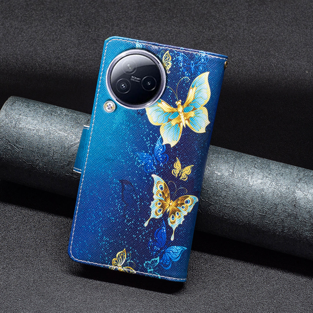 BF03 Zipper Pocket Phone Case for Xiaomi Civi 3 5G Pattern Printing PU Leather Stand Wallet Cover