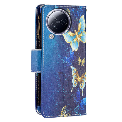 BF03 Zipper Pocket Phone Case for Xiaomi Civi 3 5G Pattern Printing PU Leather Stand Wallet Cover