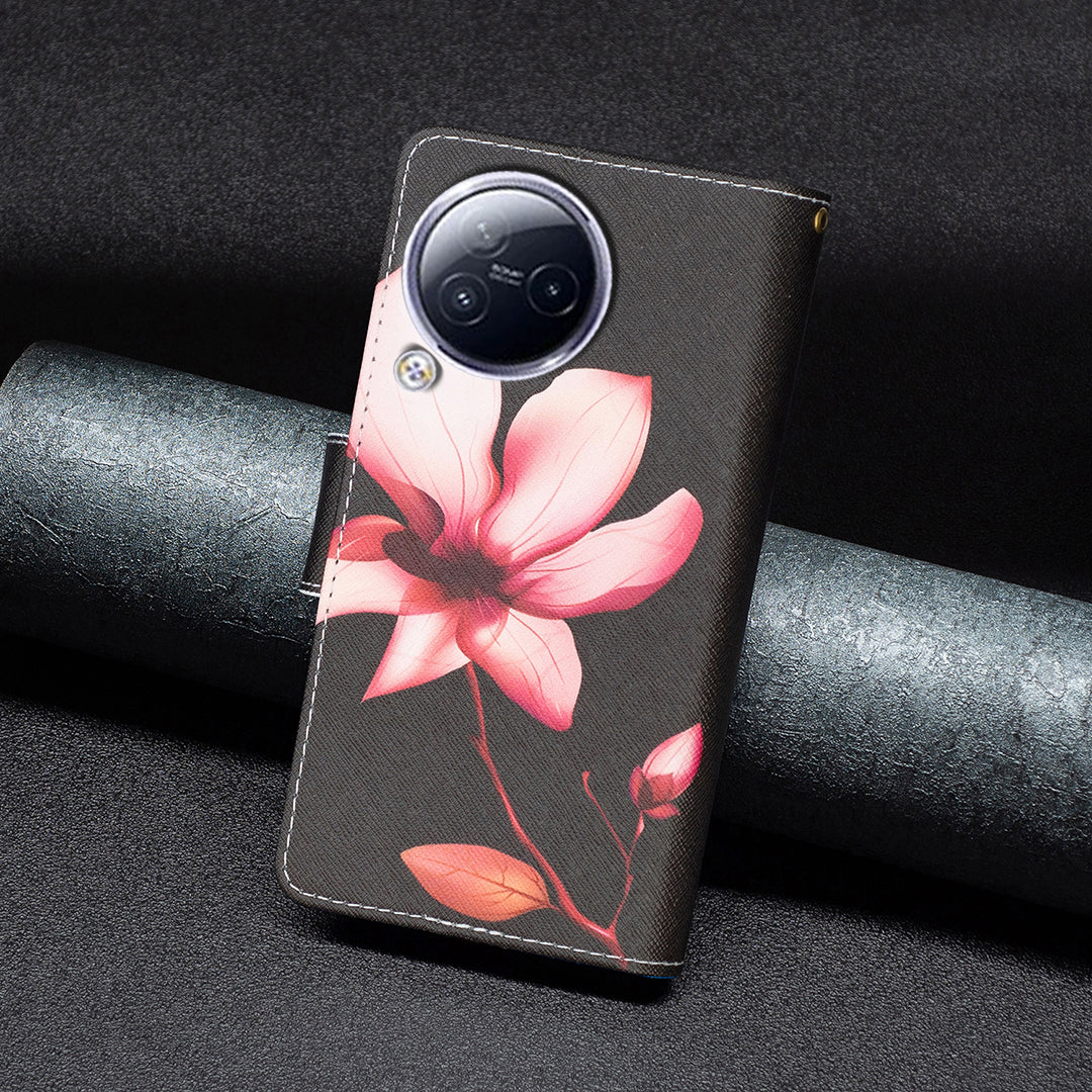 BF03 Zipper Pocket Phone Case for Xiaomi Civi 3 5G Pattern Printing PU Leather Stand Wallet Cover