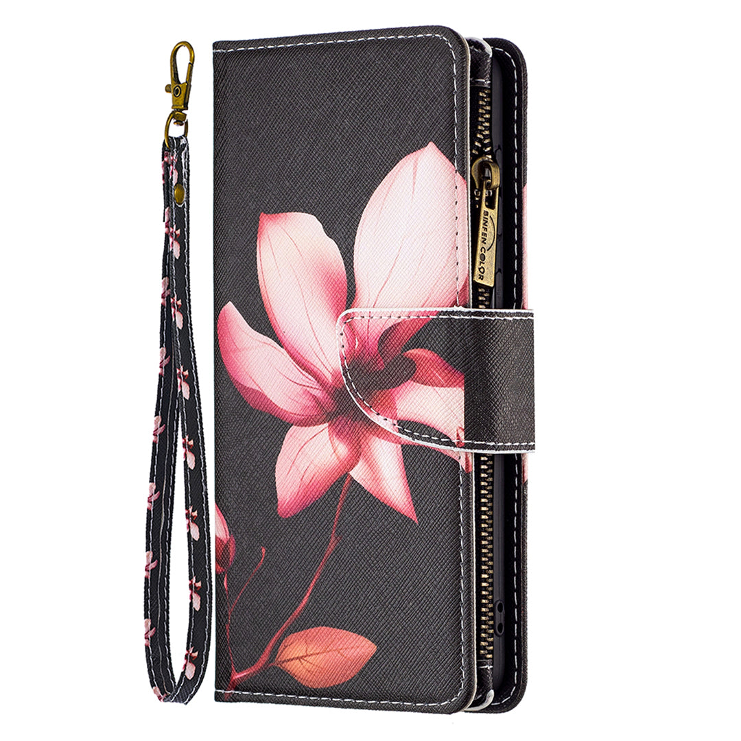BF03 Zipper Pocket Phone Case for Xiaomi Civi 3 5G Pattern Printing PU Leather Stand Wallet Cover