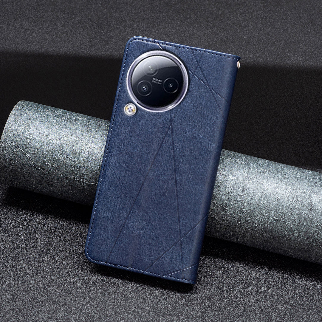 For Xiaomi Civi 3 5G Cell Phone Case Stand Leather Card Holder Imprinted Line Phone Cover