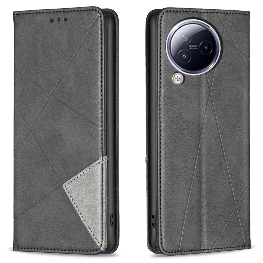 For Xiaomi Civi 3 5G Cell Phone Case Stand Leather Card Holder Imprinted Line Phone Cover