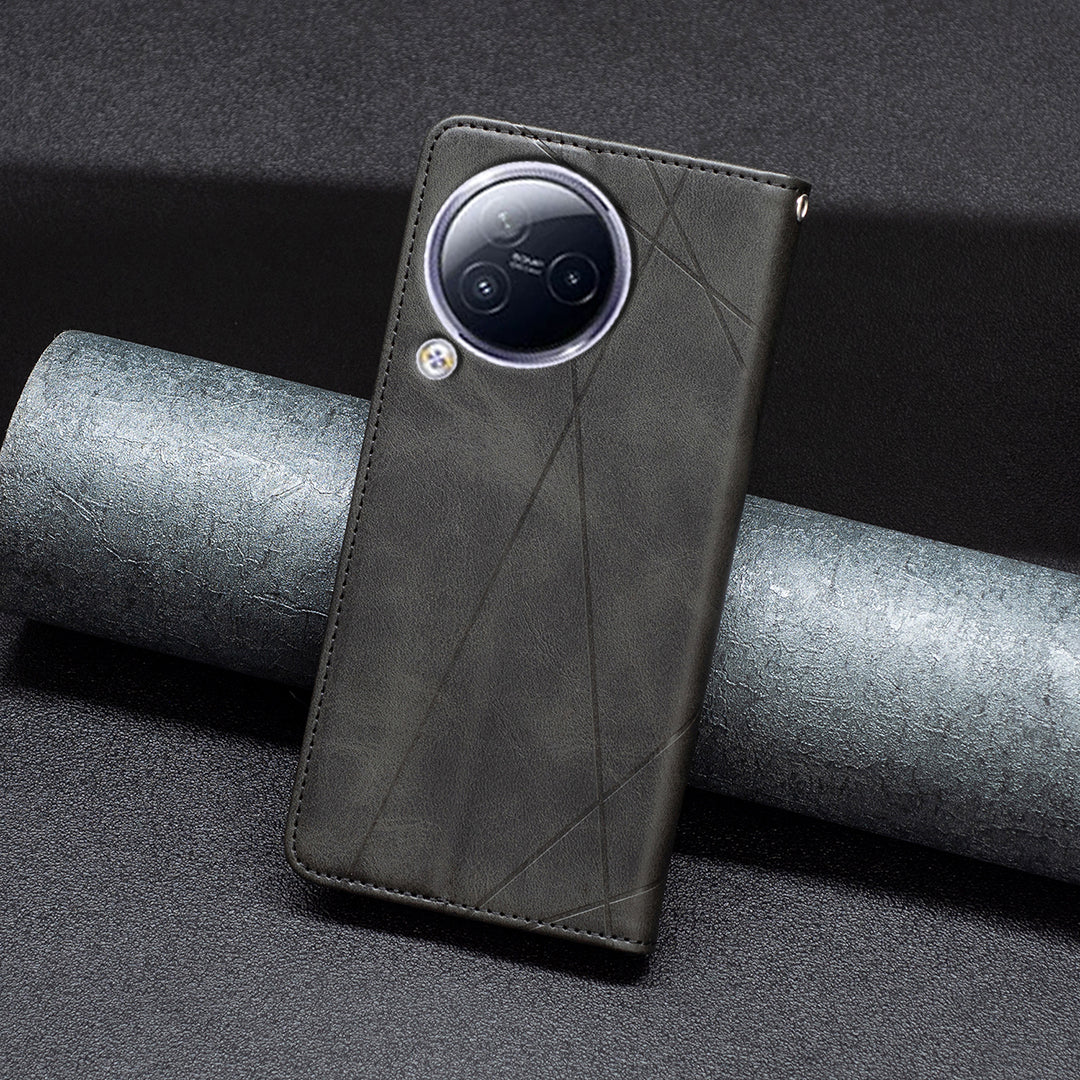 For Xiaomi Civi 3 5G Cell Phone Case Stand Leather Card Holder Imprinted Line Phone Cover