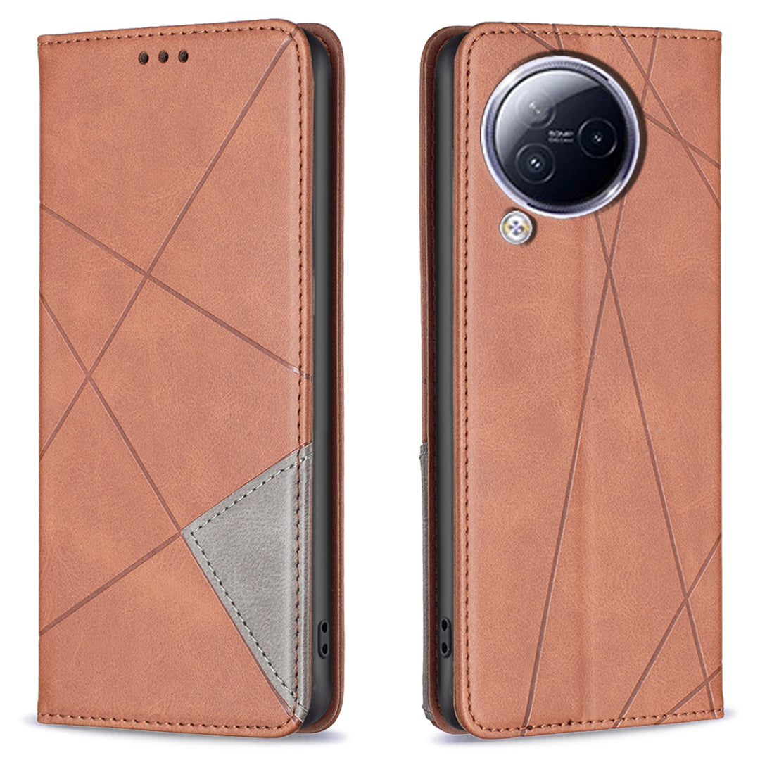 For Xiaomi Civi 3 5G Cell Phone Case Stand Leather Card Holder Imprinted Line Phone Cover