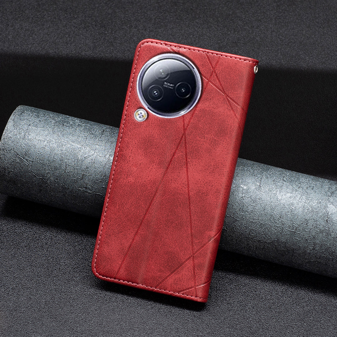 For Xiaomi Civi 3 5G Cell Phone Case Stand Leather Card Holder Imprinted Line Phone Cover