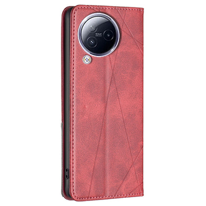 For Xiaomi Civi 3 5G Cell Phone Case Stand Leather Card Holder Imprinted Line Phone Cover