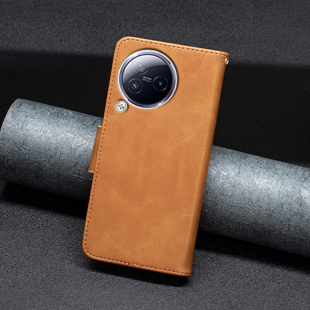 For Xiaomi Civi 3 5G Textured Stand Phone Case Solid Color Wallet PU Leather + Inner TPU Phone Cover