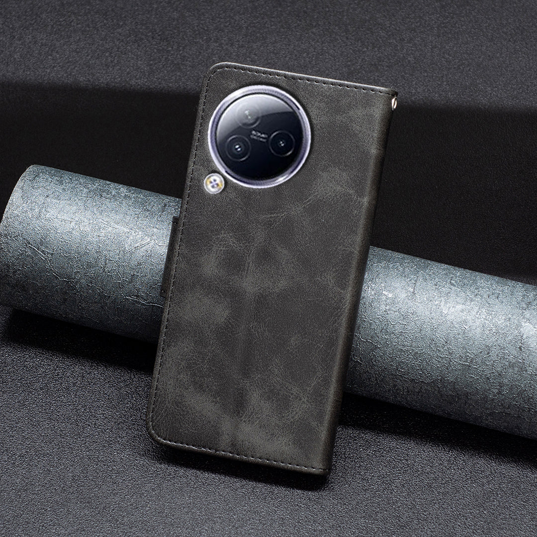 For Xiaomi Civi 3 5G Textured Stand Phone Case Solid Color Wallet PU Leather + Inner TPU Phone Cover