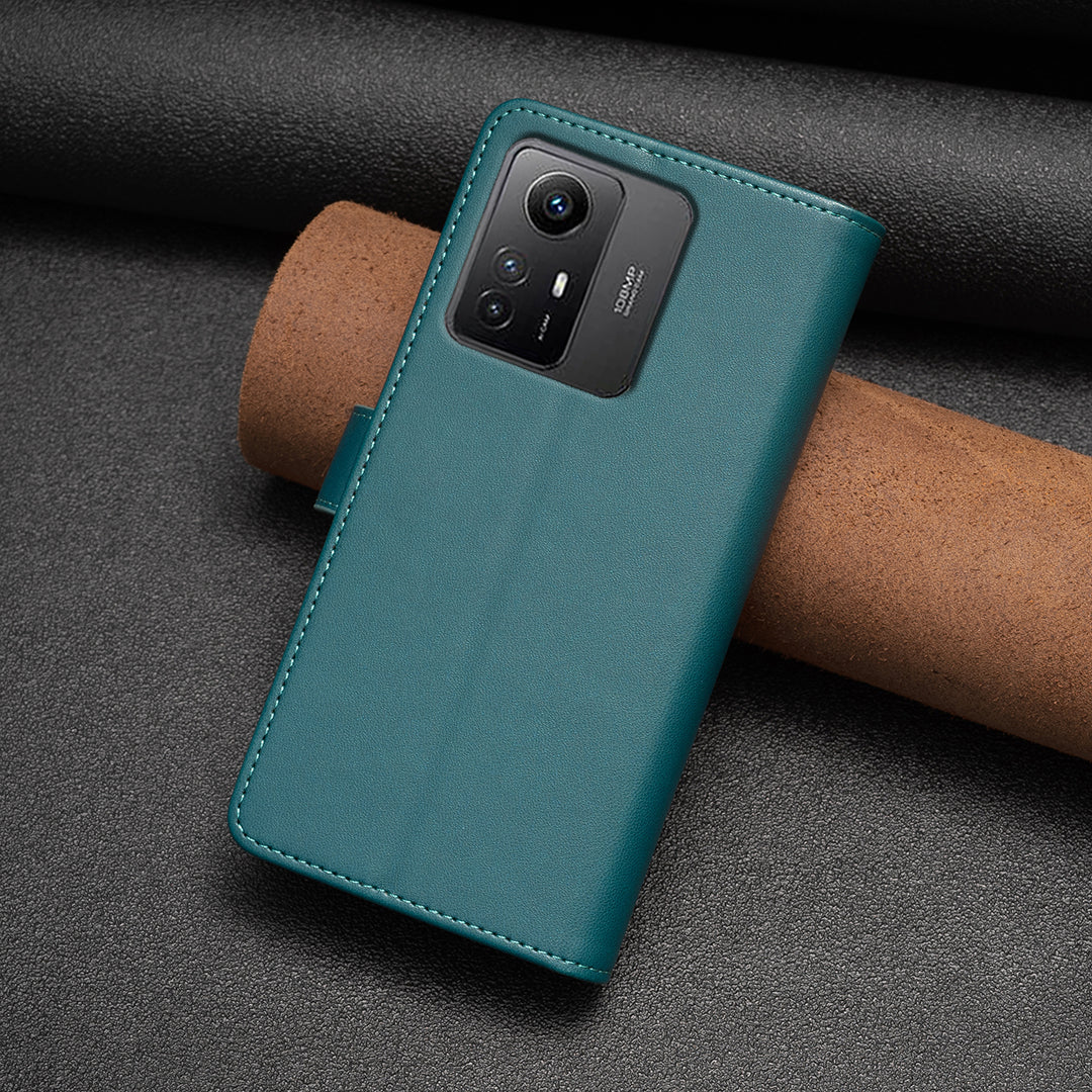 BF Style-19 for Xiaomi Redmi Note 12S 4G Zipper Pocket PU Leather Case Phone Cover with Wallet Stand