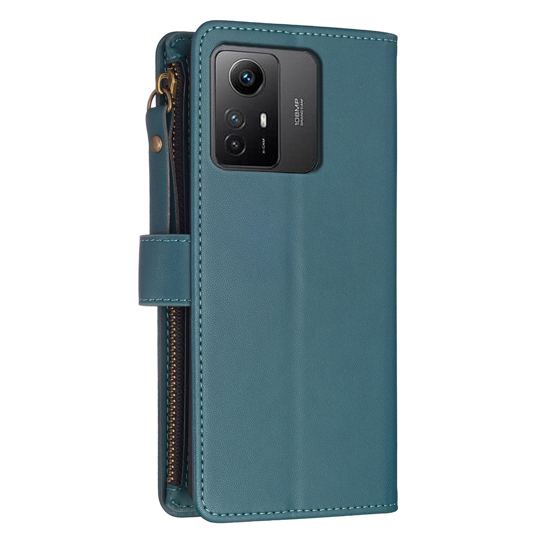 BF Style-19 for Xiaomi Redmi Note 12S 4G Zipper Pocket PU Leather Case Phone Cover with Wallet Stand