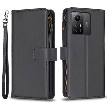 BF Style-19 for Xiaomi Redmi Note 12S 4G Zipper Pocket PU Leather Case Phone Cover with Wallet Stand