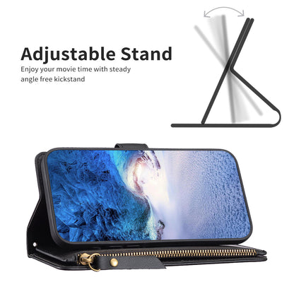 BF Style-19 for Xiaomi Redmi Note 12S 4G Zipper Pocket PU Leather Case Phone Cover with Wallet Stand