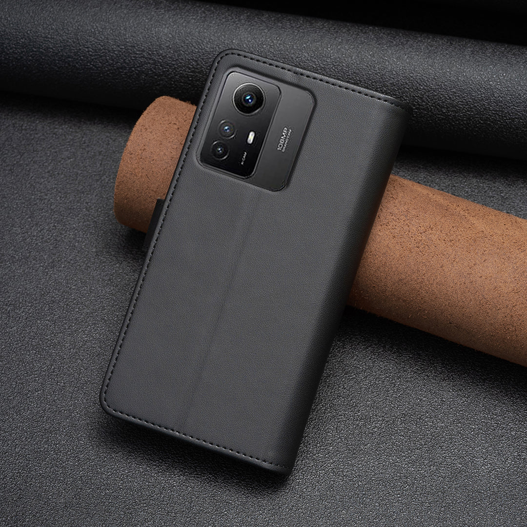 BF Style-19 for Xiaomi Redmi Note 12S 4G Zipper Pocket PU Leather Case Phone Cover with Wallet Stand