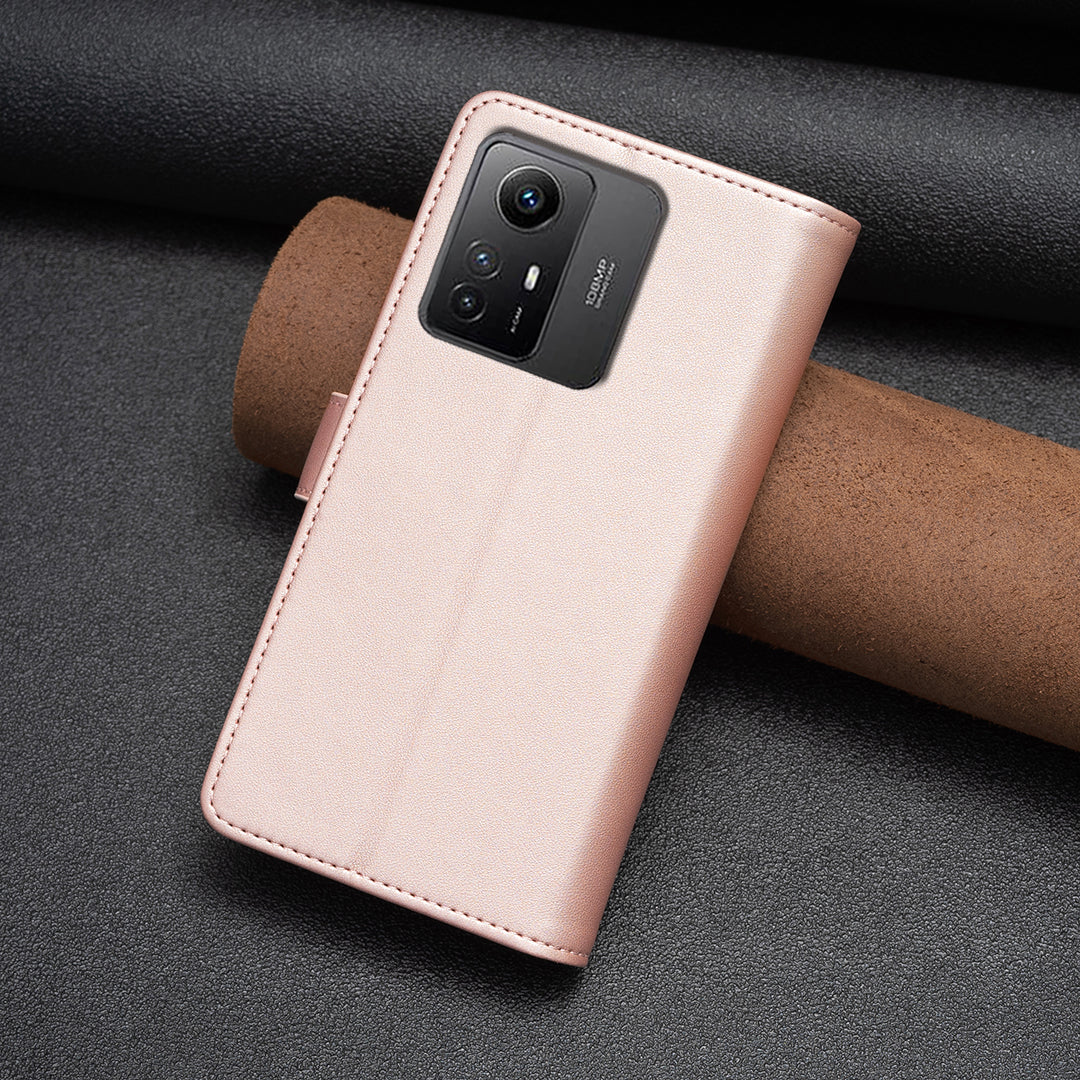 BF Style-19 for Xiaomi Redmi Note 12S 4G Zipper Pocket PU Leather Case Phone Cover with Wallet Stand