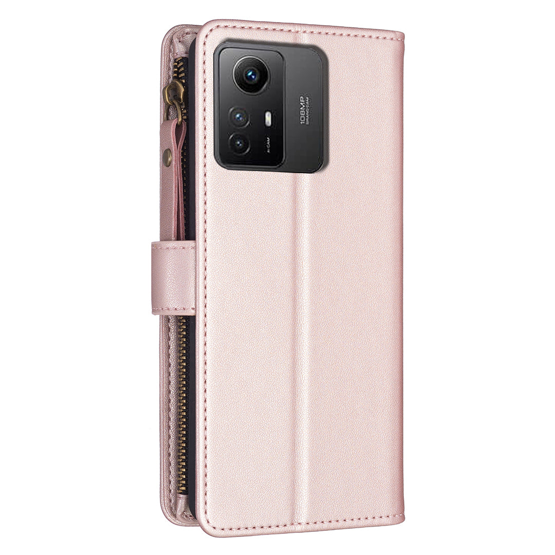 BF Style-19 for Xiaomi Redmi Note 12S 4G Zipper Pocket PU Leather Case Phone Cover with Wallet Stand