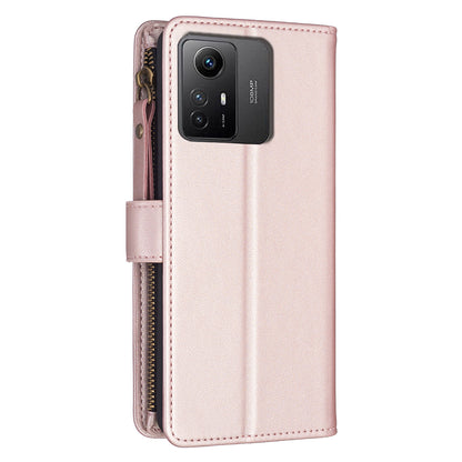 BF Style-19 for Xiaomi Redmi Note 12S 4G Zipper Pocket PU Leather Case Phone Cover with Wallet Stand