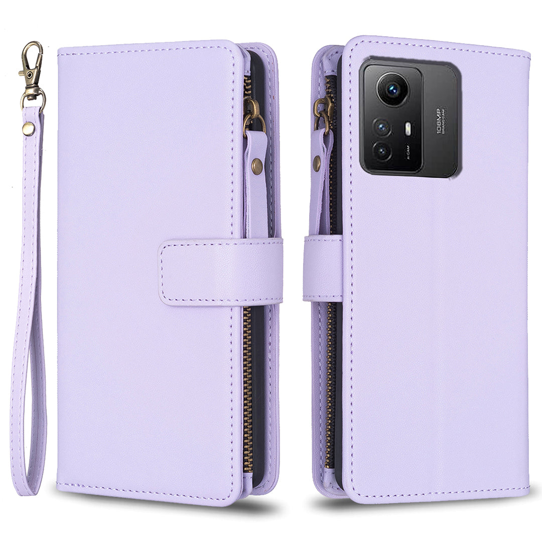 BF Style-19 for Xiaomi Redmi Note 12S 4G Zipper Pocket PU Leather Case Phone Cover with Wallet Stand