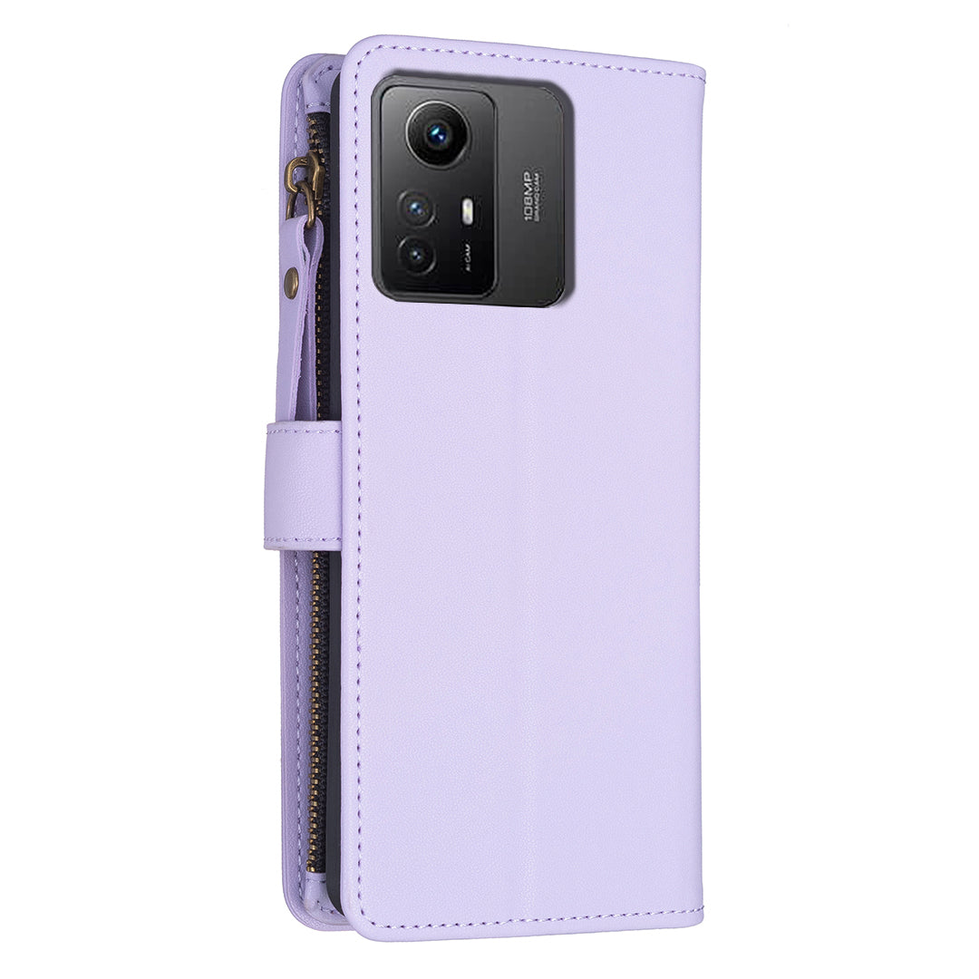 BF Style-19 for Xiaomi Redmi Note 12S 4G Zipper Pocket PU Leather Case Phone Cover with Wallet Stand