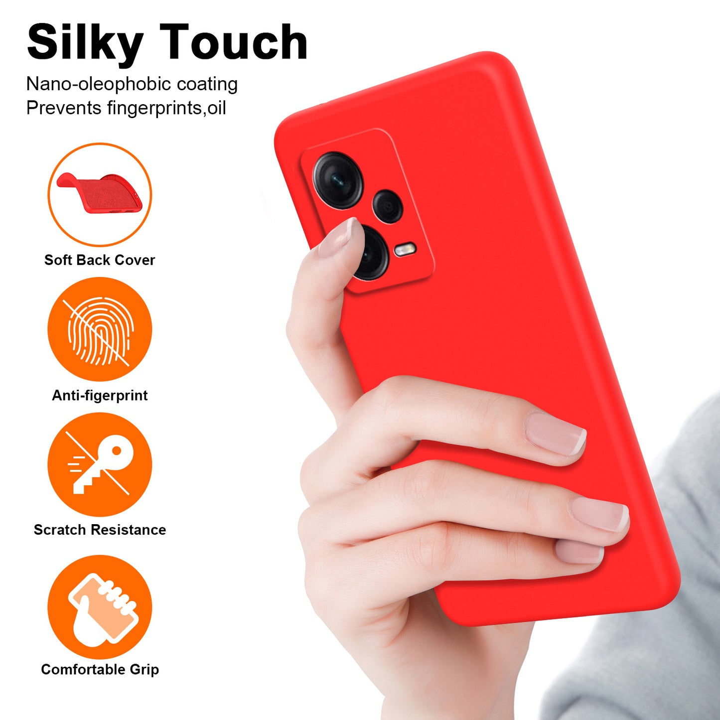 For Xiaomi Redmi Note 12 Pro+ 5G 2.2mm Rubberized Phone Case Anti-scratch Fiber Lining TPU Cover