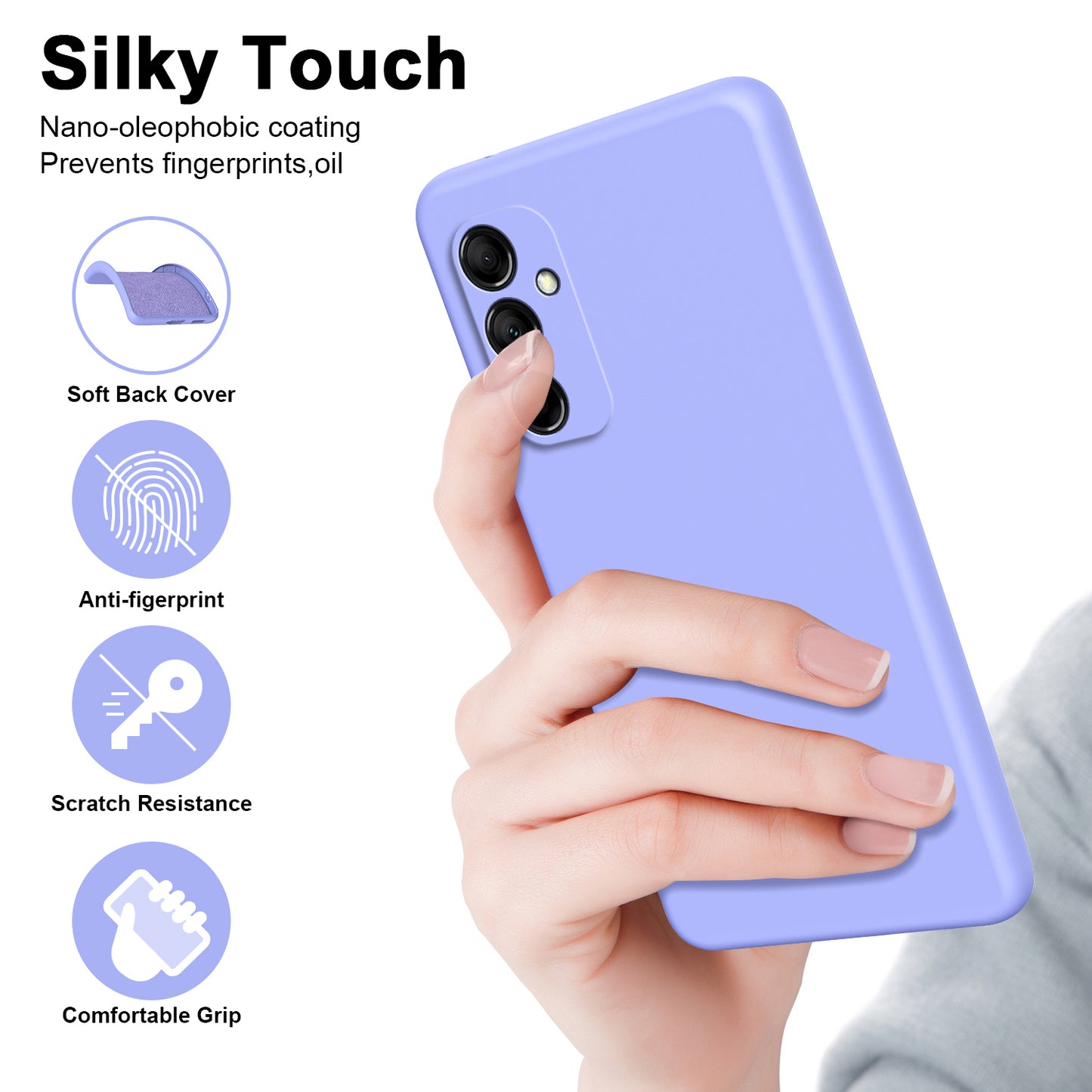 For Samsung Galaxy M14 5G Fiber Lining Soft TPU Phone Case 2.2mm Thickness Rubberized Phone Cover