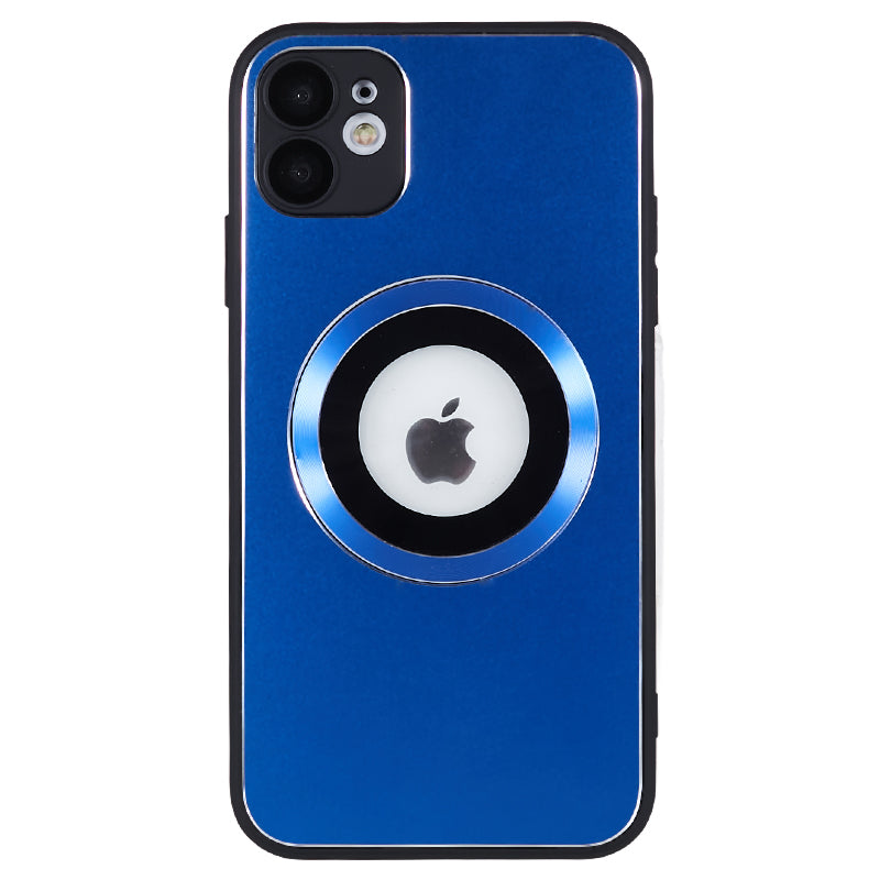 For iPhone 11 Magnetic Phone Case Logo View Aluminum Alloy Ring AG Matte TPU Back Cover