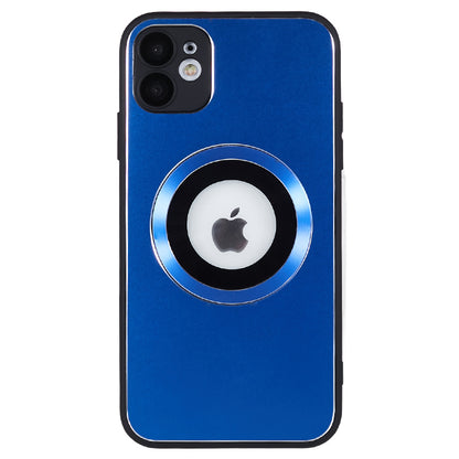 For iPhone 11 Magnetic Phone Case Logo View Aluminum Alloy Ring AG Matte TPU Back Cover