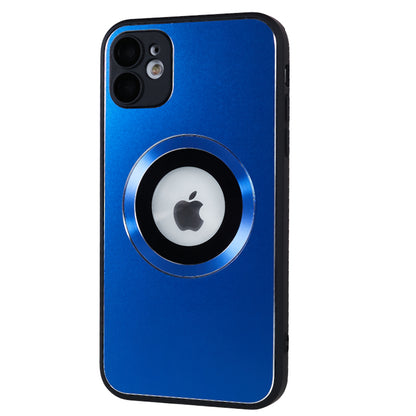 For iPhone 11 Magnetic Phone Case Logo View Aluminum Alloy Ring AG Matte TPU Back Cover