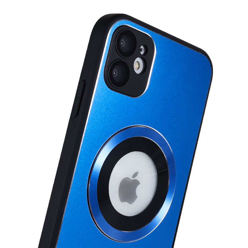 For iPhone 11 Magnetic Phone Case Logo View Aluminum Alloy Ring AG Matte TPU Back Cover