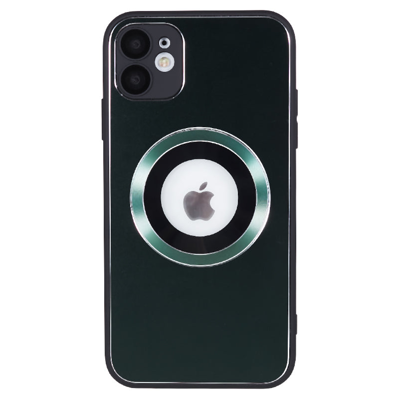 For iPhone 11 Magnetic Phone Case Logo View Aluminum Alloy Ring AG Matte TPU Back Cover