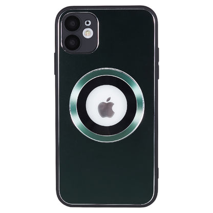 For iPhone 11 Magnetic Phone Case Logo View Aluminum Alloy Ring AG Matte TPU Back Cover
