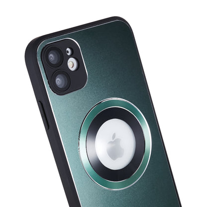 For iPhone 11 Magnetic Phone Case Logo View Aluminum Alloy Ring AG Matte TPU Back Cover