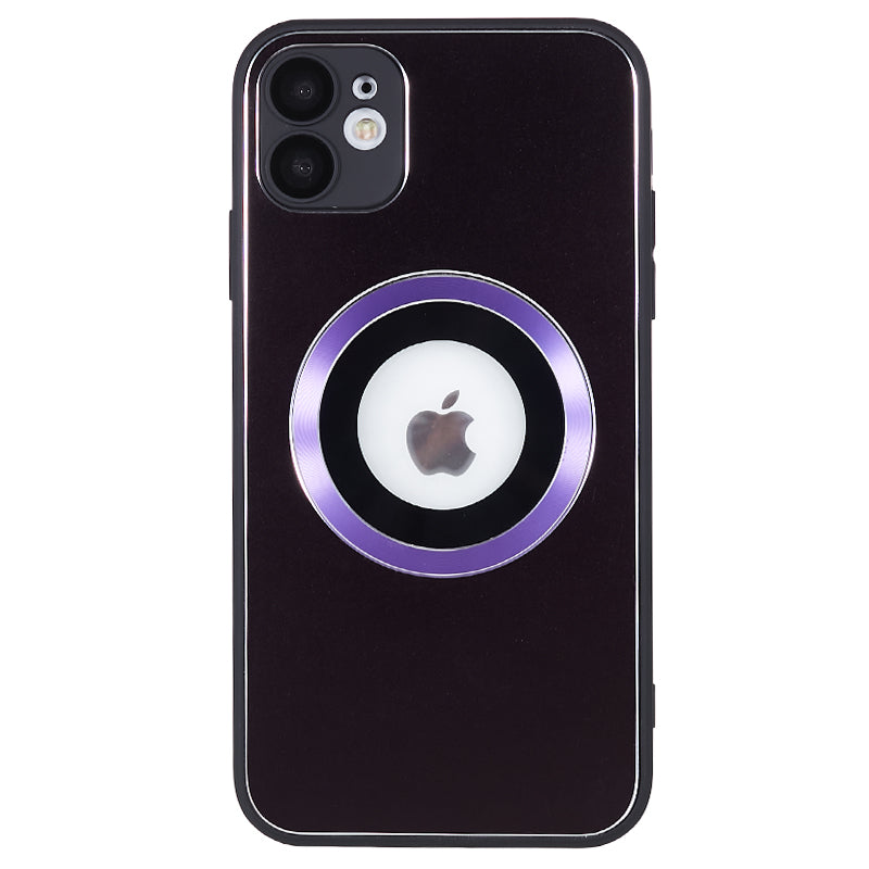 For iPhone 11 Magnetic Phone Case Logo View Aluminum Alloy Ring AG Matte TPU Back Cover