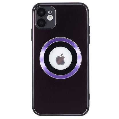 For iPhone 11 Magnetic Phone Case Logo View Aluminum Alloy Ring AG Matte TPU Back Cover