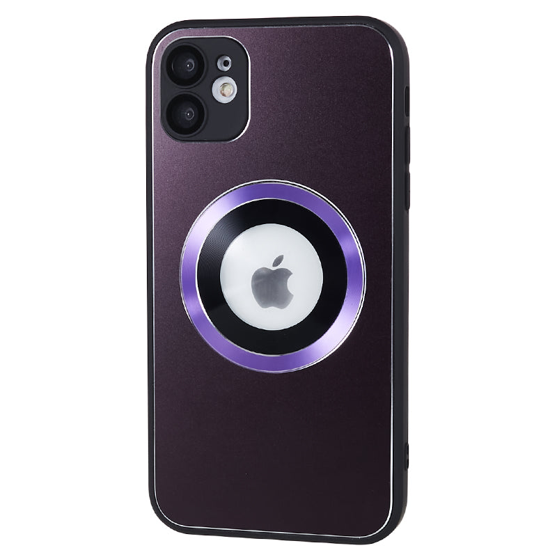 For iPhone 11 Magnetic Phone Case Logo View Aluminum Alloy Ring AG Matte TPU Back Cover