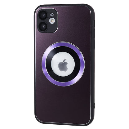 For iPhone 11 Magnetic Phone Case Logo View Aluminum Alloy Ring AG Matte TPU Back Cover