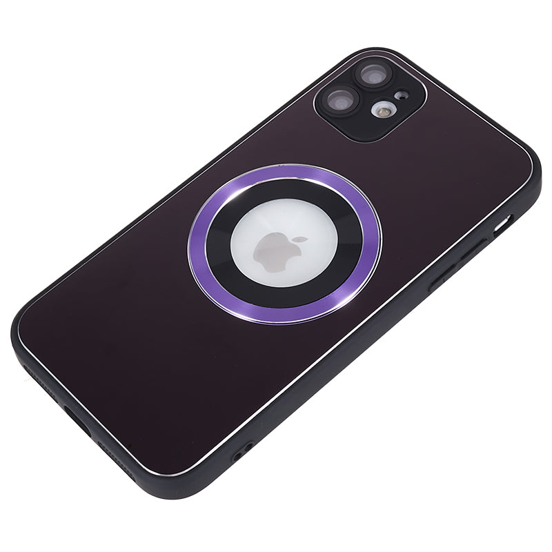For iPhone 11 Magnetic Phone Case Logo View Aluminum Alloy Ring AG Matte TPU Back Cover