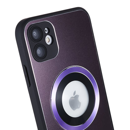 For iPhone 11 Magnetic Phone Case Logo View Aluminum Alloy Ring AG Matte TPU Back Cover