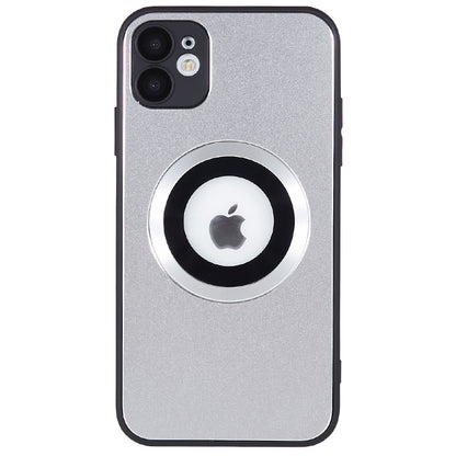 For iPhone 11 Magnetic Phone Case Logo View Aluminum Alloy Ring AG Matte TPU Back Cover