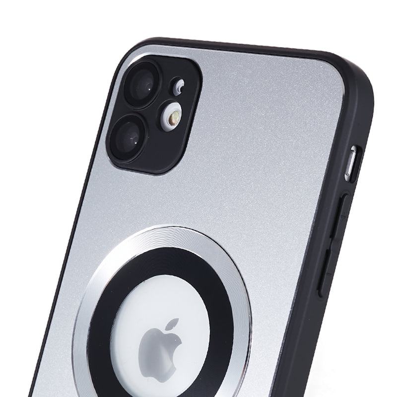 For iPhone 11 Magnetic Phone Case Logo View Aluminum Alloy Ring AG Matte TPU Back Cover