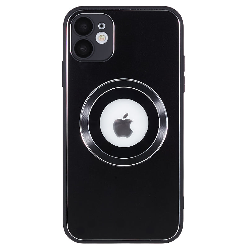 For iPhone 11 Magnetic Phone Case Logo View Aluminum Alloy Ring AG Matte TPU Back Cover