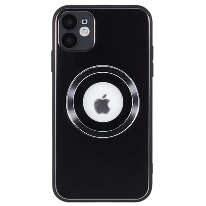 For iPhone 11 Magnetic Phone Case Logo View Aluminum Alloy Ring AG Matte TPU Back Cover