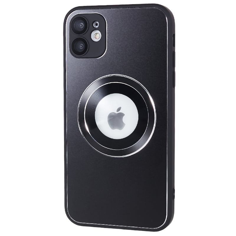 For iPhone 11 Magnetic Phone Case Logo View Aluminum Alloy Ring AG Matte TPU Back Cover