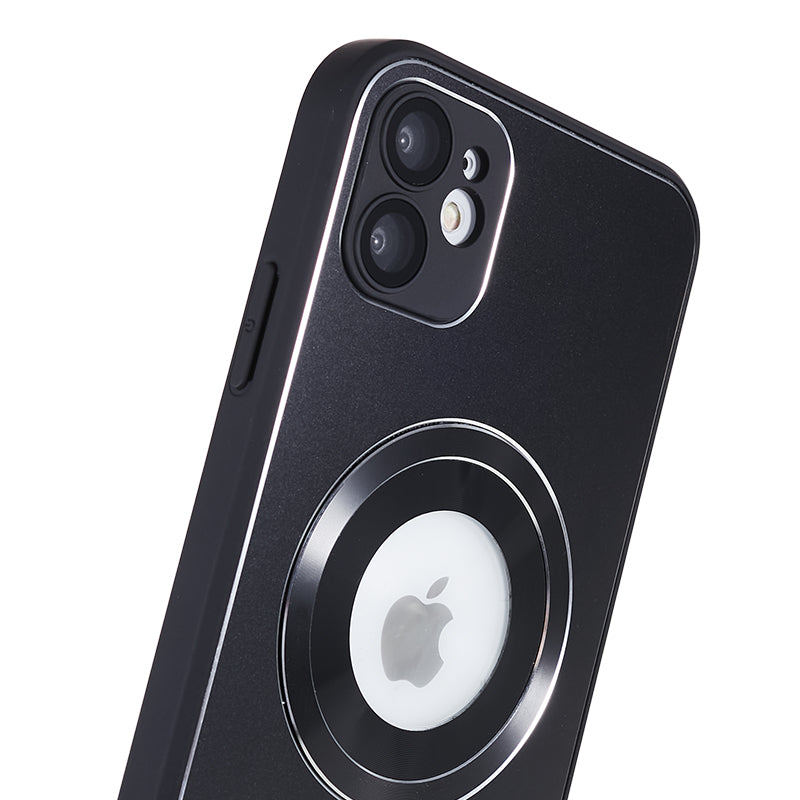 For iPhone 11 Magnetic Phone Case Logo View Aluminum Alloy Ring AG Matte TPU Back Cover