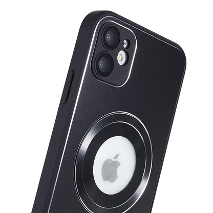 For iPhone 11 Magnetic Phone Case Logo View Aluminum Alloy Ring AG Matte TPU Back Cover