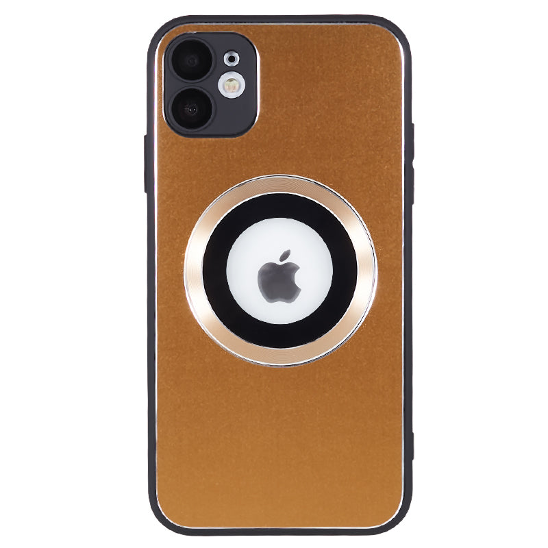 For iPhone 11 Magnetic Phone Case Logo View Aluminum Alloy Ring AG Matte TPU Back Cover